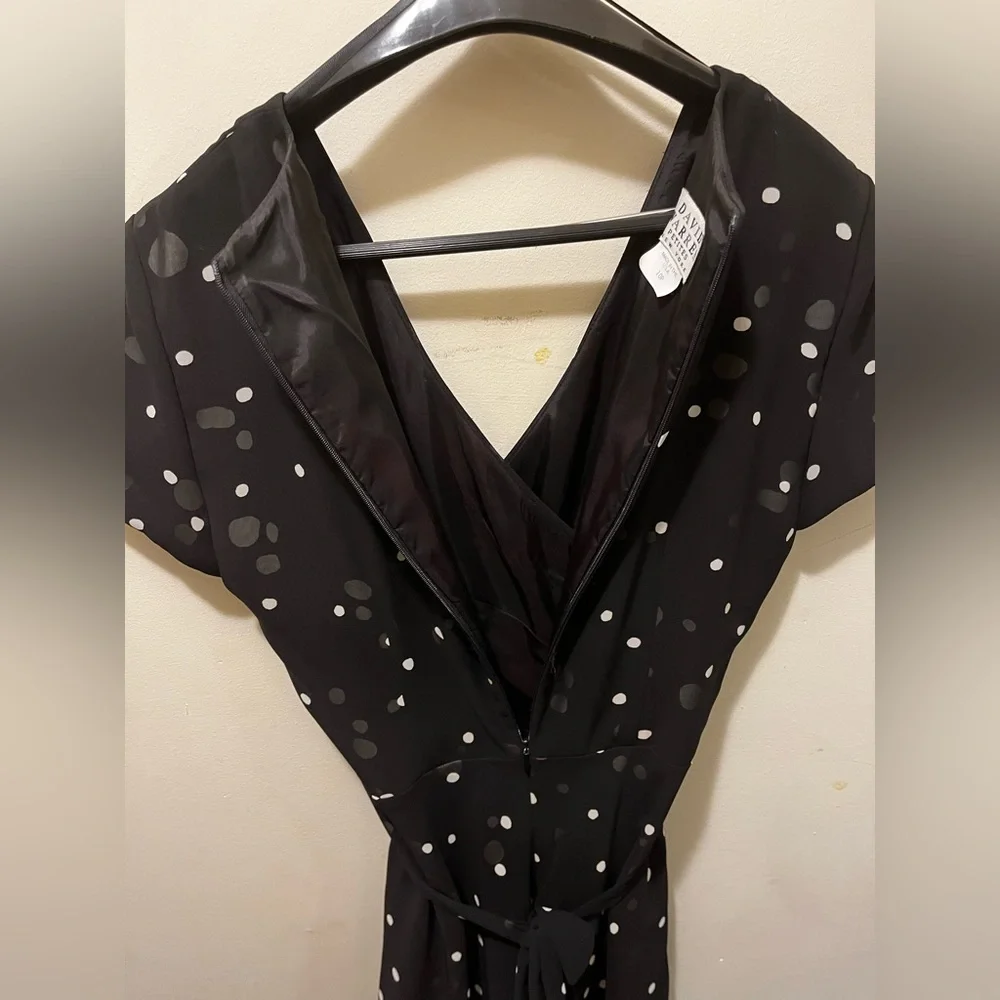 Vintage David Warren chiffon‎ black and white polka dot dress sz 10P - Picture 5 of 7